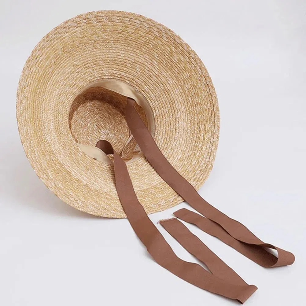 Gorra ancha de protección solar, sombrero de paja de verano para mujer para exteriores, natural