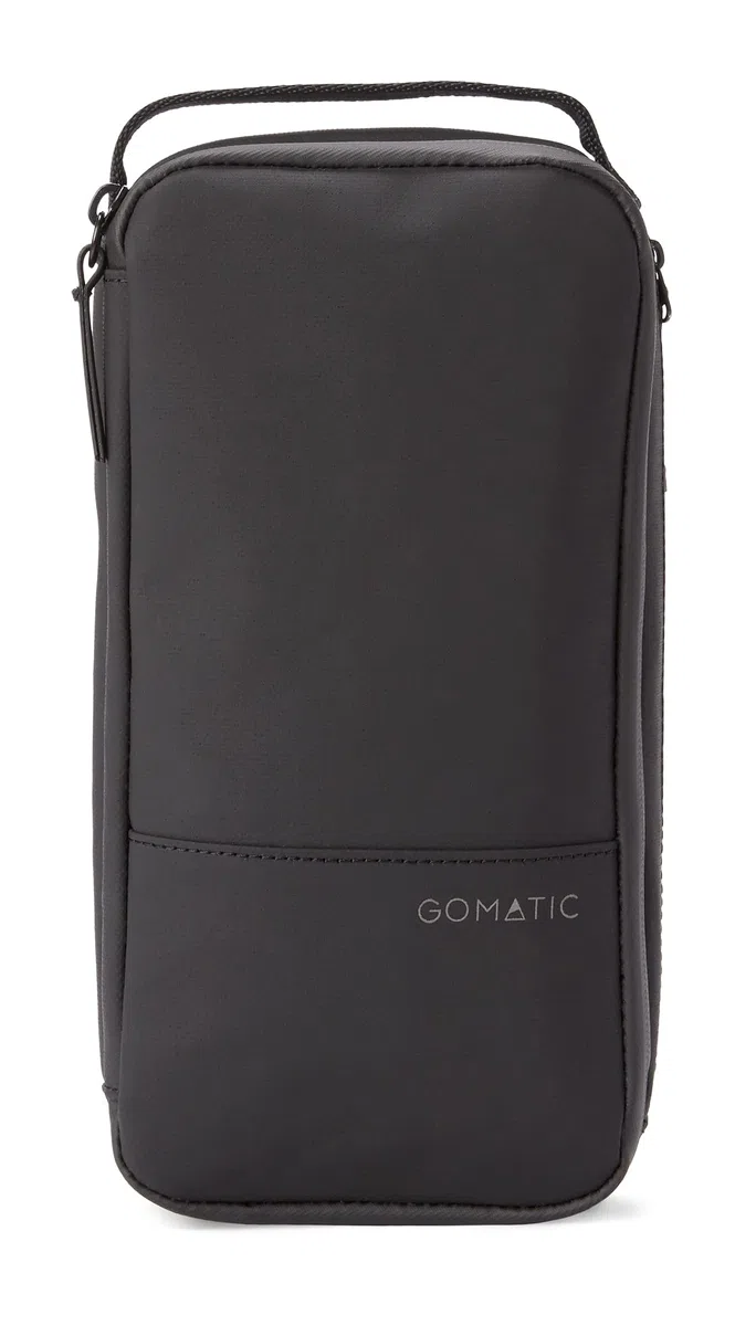 Gomatic Neceser de Aseo Pequeño – Bolsa Impermeable Compacta para Maquillaje o Afeitado – Perfil Delgado, Asa Colgante – Ideal para Viaje, Gimnasio & Uso Diario – Negra