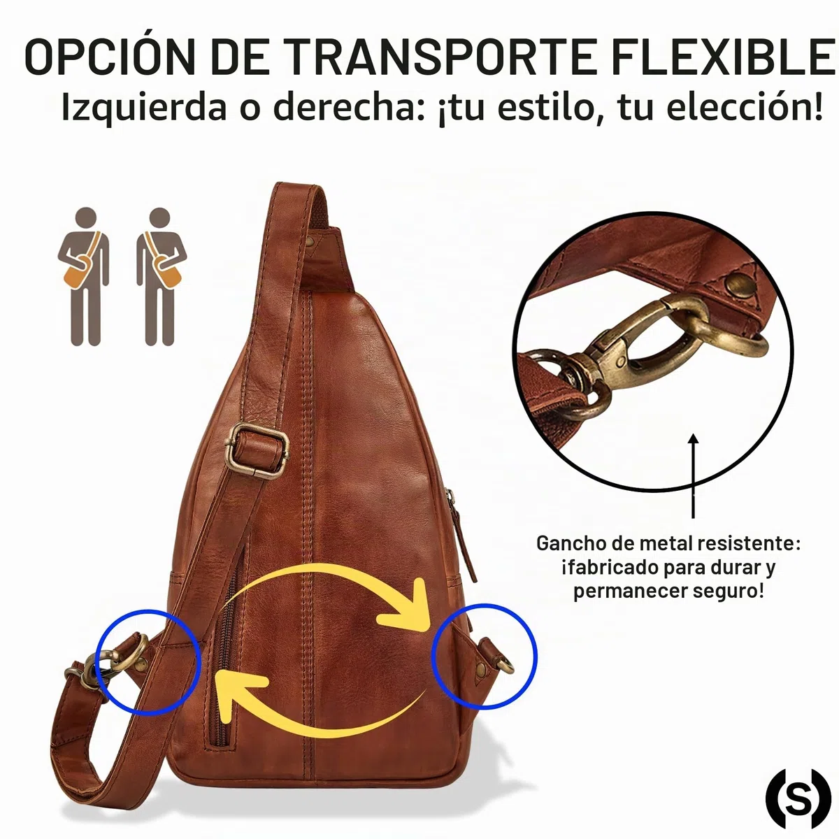 STILORD "Torino Estilo Bolso Pecho Hombre Piel Crossbody Bag – Riñonera de Pecho de Cuero Genuino para Colgar para Tablet de 8,3 Pulgadas Antirrobo para Viajes Color:negro