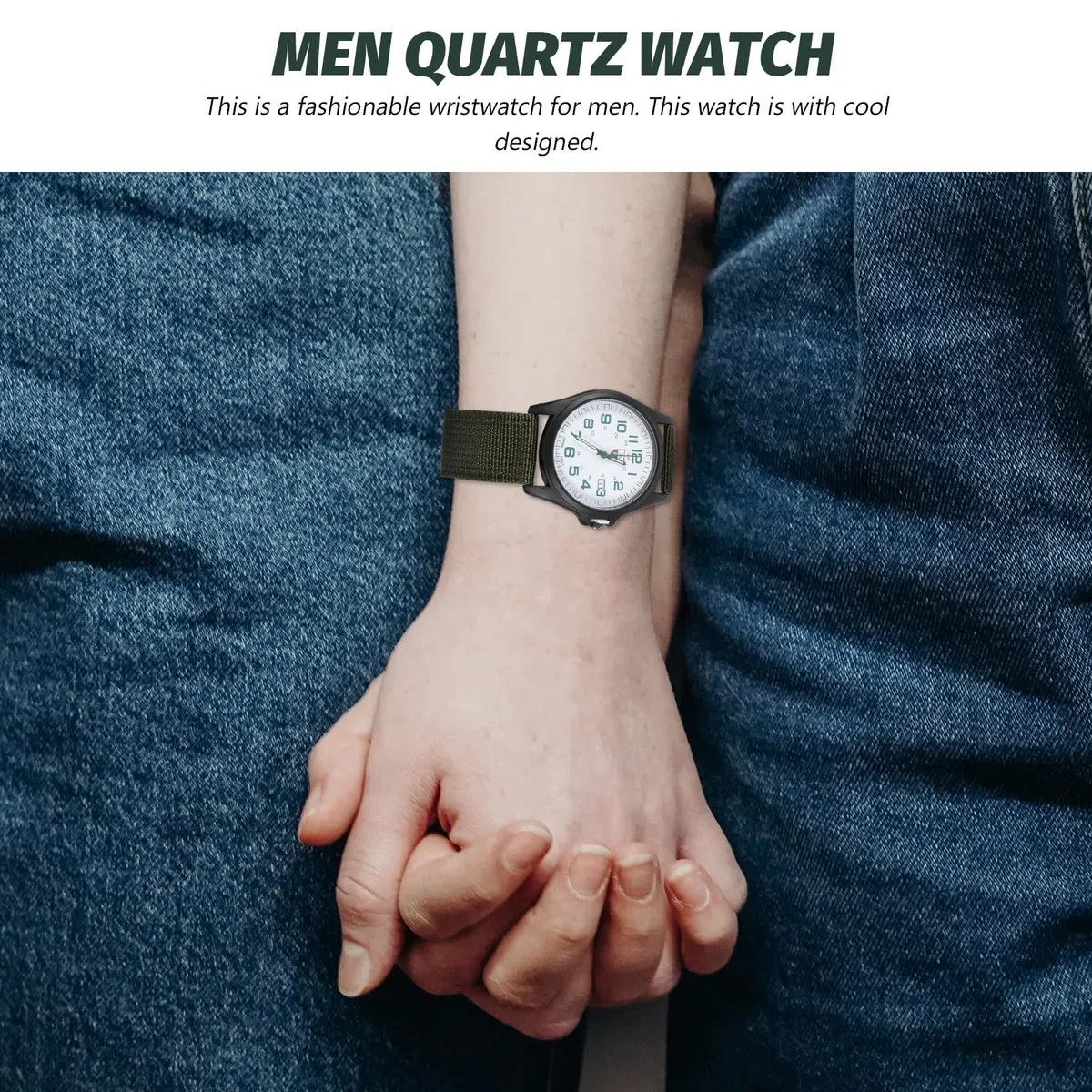 Reloj de Cuarzo Calendario Correa de Nylon Verde para Hombre Diseño Creativo y Superficie Lisa, Reloj de Pulsera Adecuado para Uso Diario