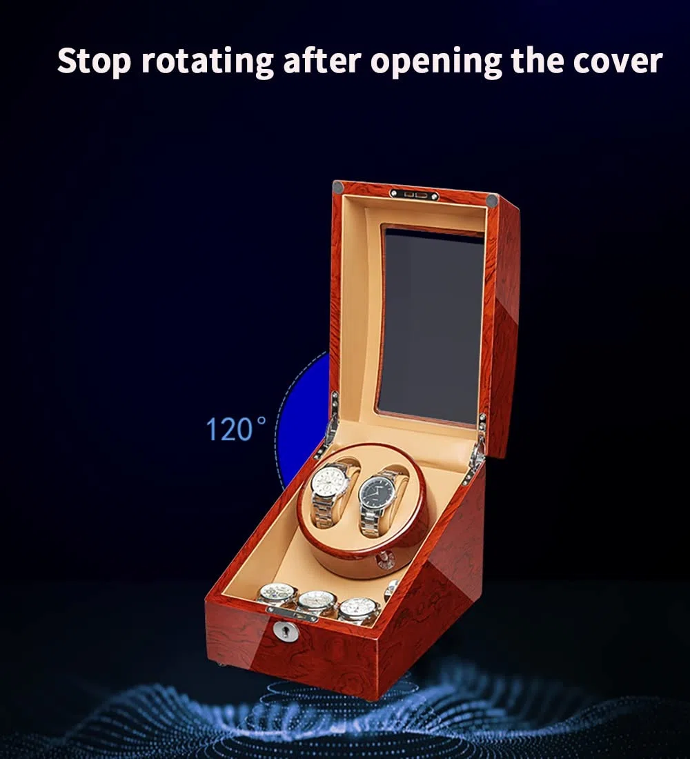 Enrollador de Relojes para 2 Relojes automáticos, 5 Modos de rotación, enrollador Doble con Motor silencioso japonés, Funciona con Pilas o Adaptador de CA, Caja para enrollador de