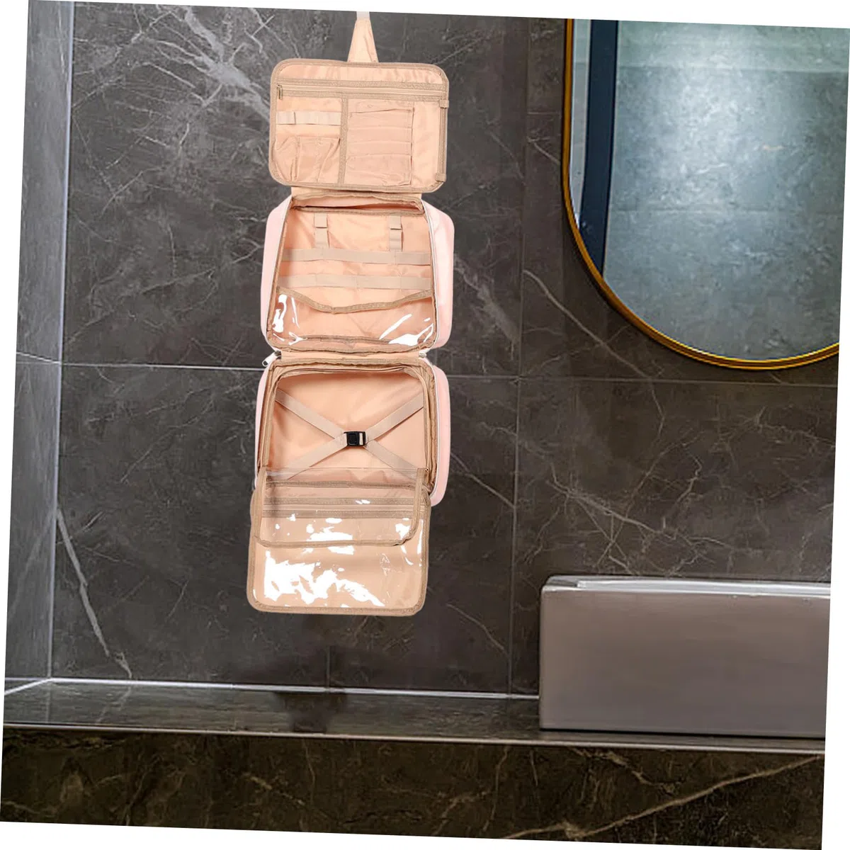 POPETPOP Neceser para Viaje Organizador de Almacenamiento Forma de Cubo Bolsa de Tocador Colgante para Maquillaje para Viajes o Uso Diario