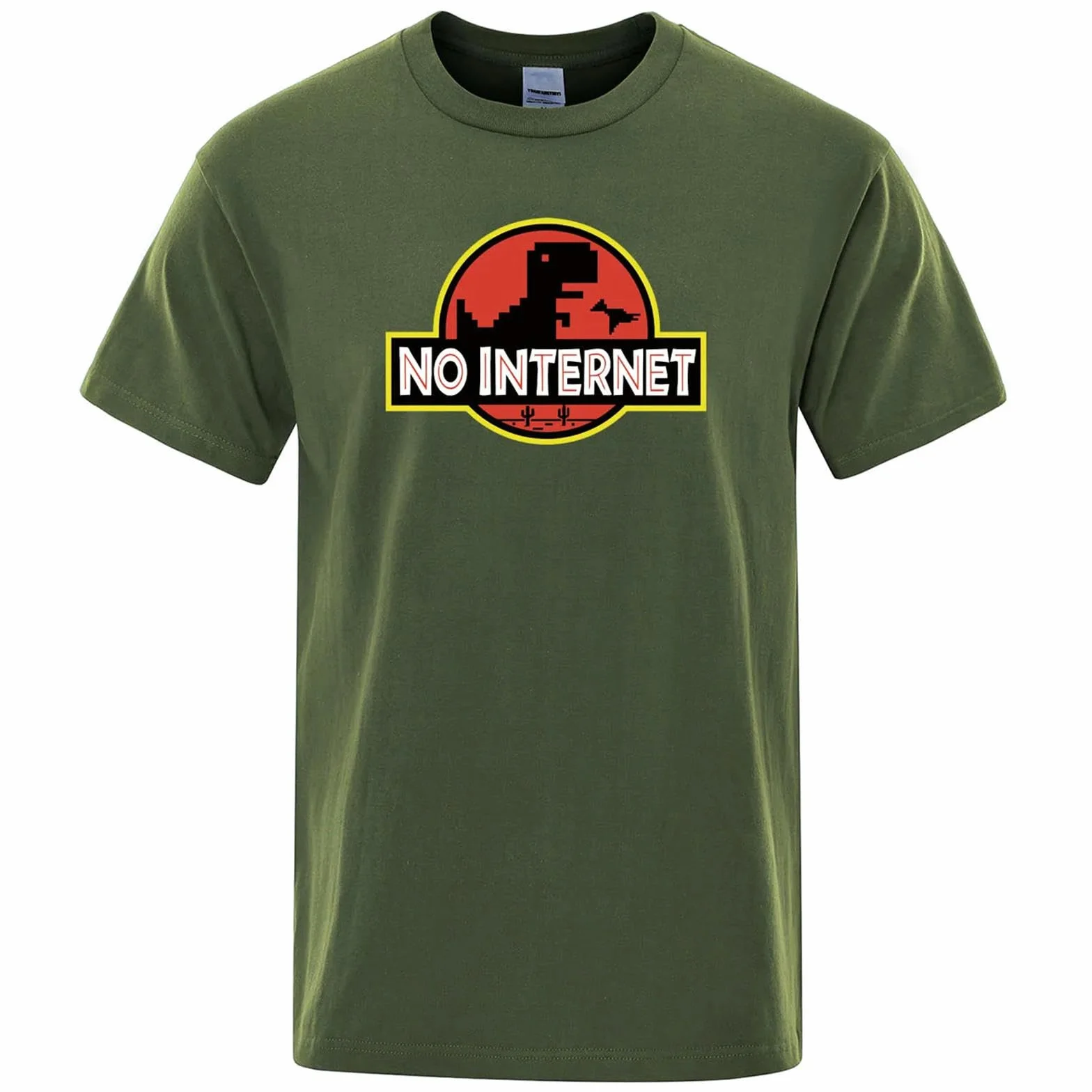 Camisetas Manga Corta Hombre Camiseta con Impresión De Dinosaurios Divertida para Hombres Casual Verano Suelta Hombres-un Verde-l