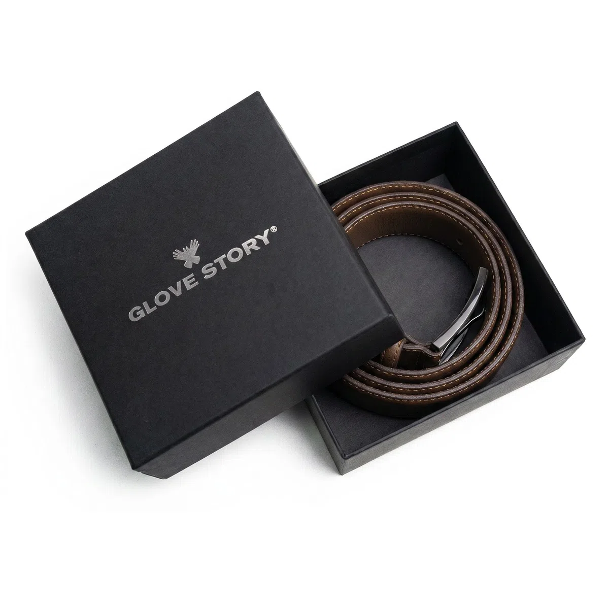 GLOVE STORY Cinturón de piel para hombre, hebilla de vestir, para traje, pantalones y pantalones – Caja de regalo, experiencia en piel desde 1996
