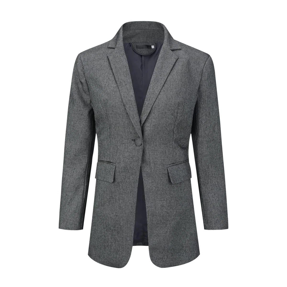 YUNCLOS Chaquetas de traje de manga larga para mujer, chaqueta formal para el trabajo, la oficina, elegante chaqueta de traje de negocios, gris oscuro, 36