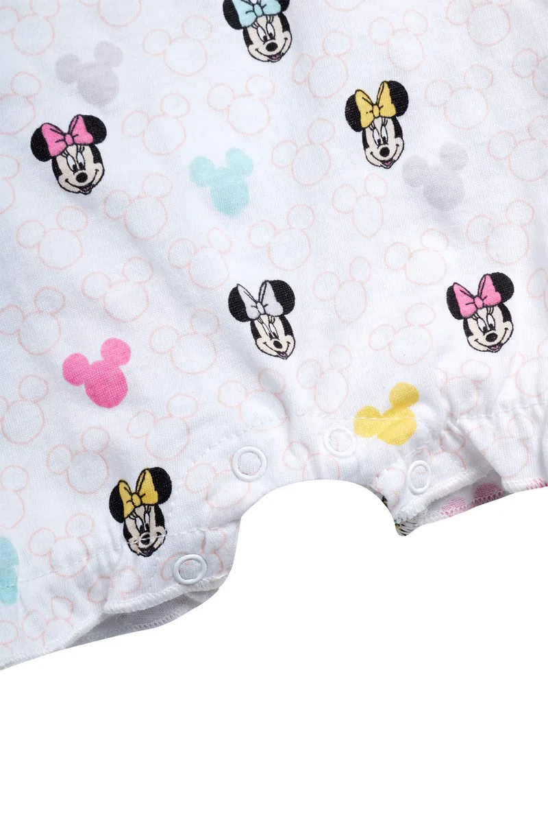 Disney Baby Girls Romper 2 Pack: Minnie Mouse Ruffle Sleeve Romper (Newborn/Infant), Size 6-9 Months, Lavender/White Multi Minnie