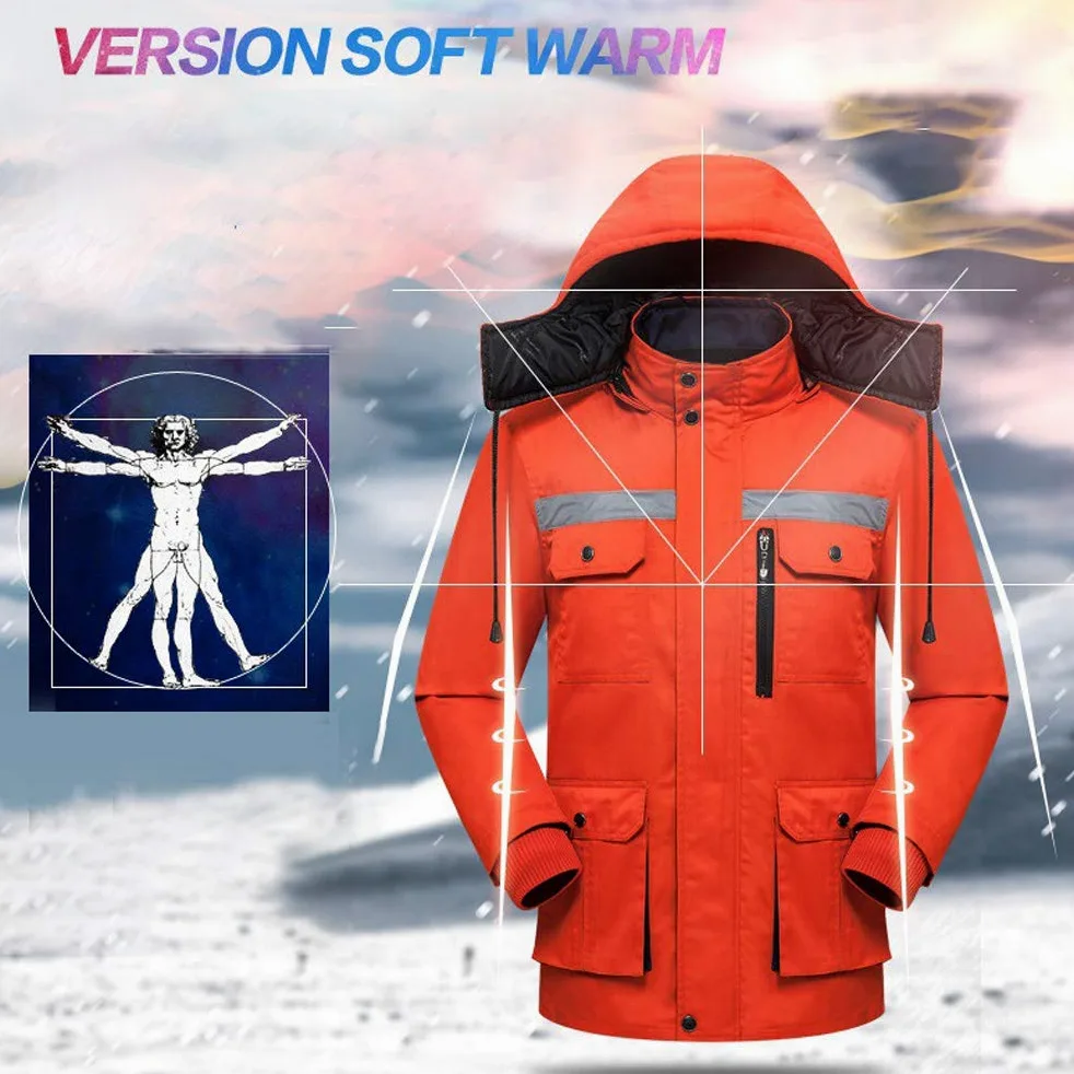 Chaqueta de trabajo de seguridad de algodón, S/160 Chaqueta de trabajo impermeable reflectante para exteriores para exteriores de alta visibilidad para construcción, conducción, obras viales, rojo