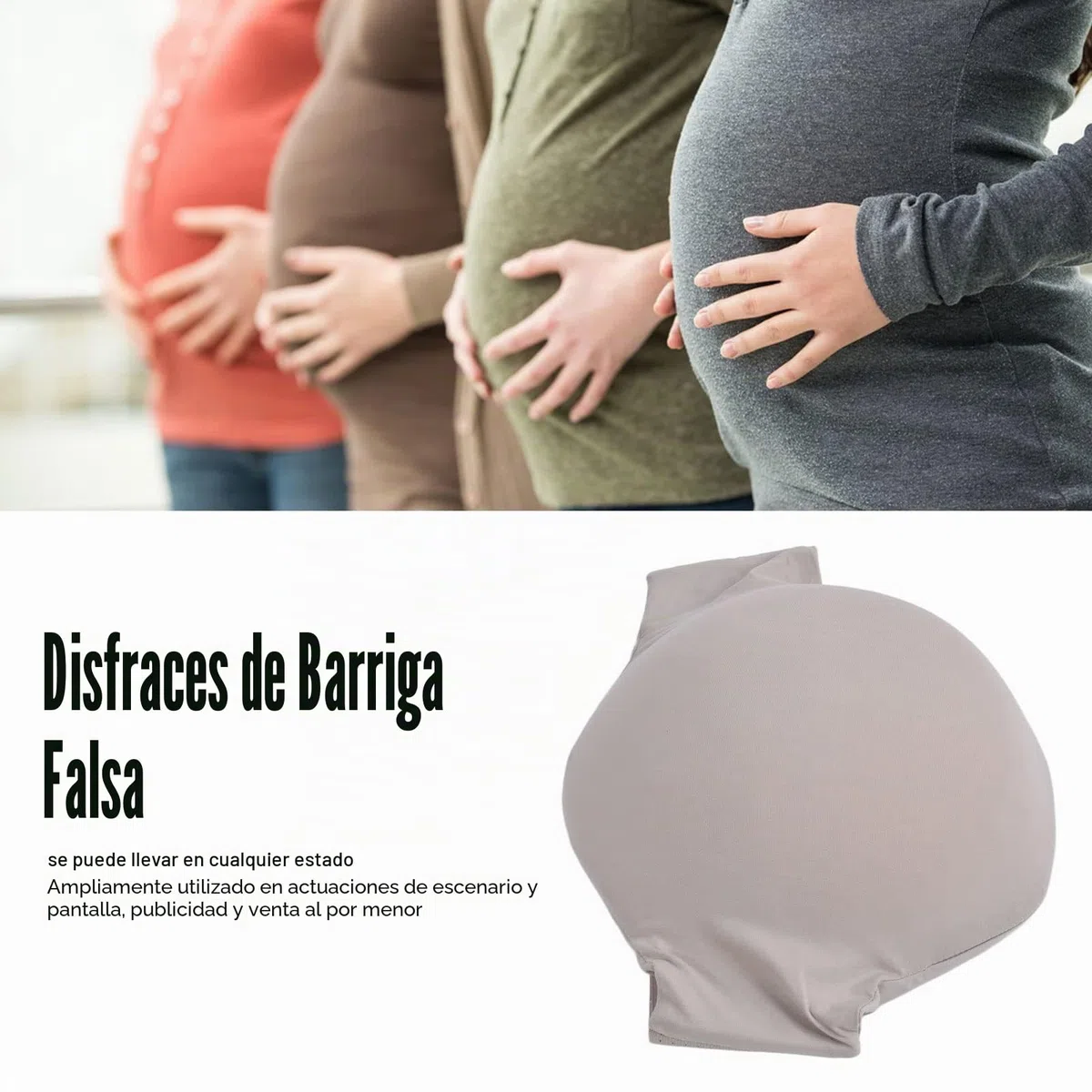 Vientre Falso de Embarazada, Espuma Viscoelástica Transpirable, Disfraces de Vientre Falso, Ligero, Falso Vientre, Vientre, Accesorios de Película para Fotografía de Actuación, Disfraces de(M-5-7)