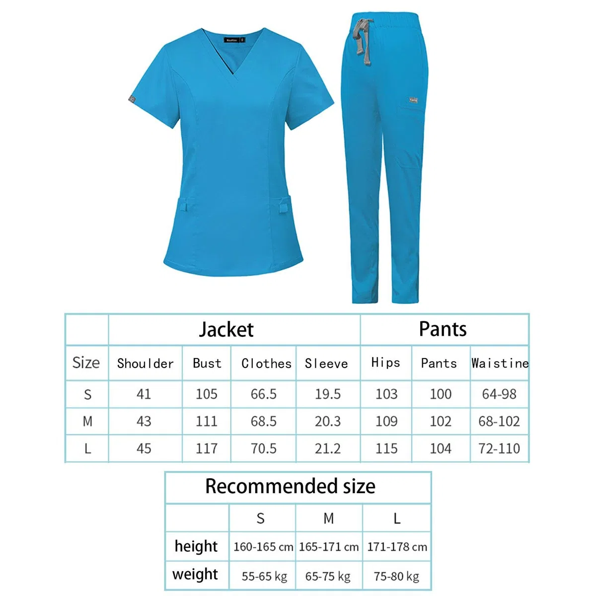Uniforme Enfermera Traje Sanitario Conjunto Mujer Camiseta V Cuello Pantalón Práctico Ligero Material Poliéster Suave Adecuado para Hospitales Masajes