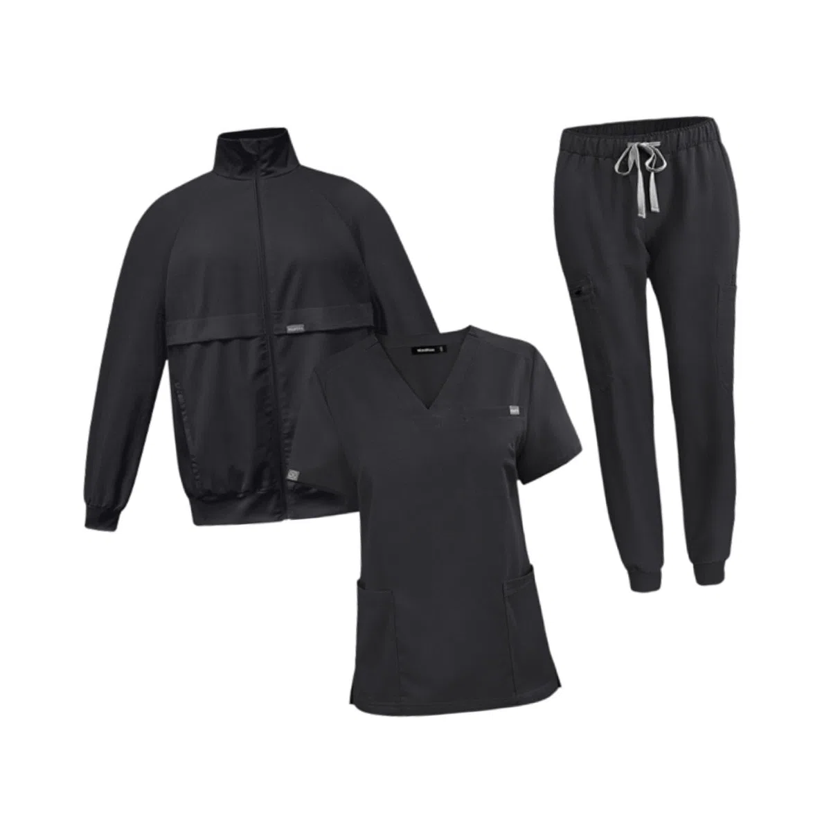 del oficio de enfermera friega los trajes determinados del trabajo de la chaqueta de los pantalones superiores de para el, Negro, L