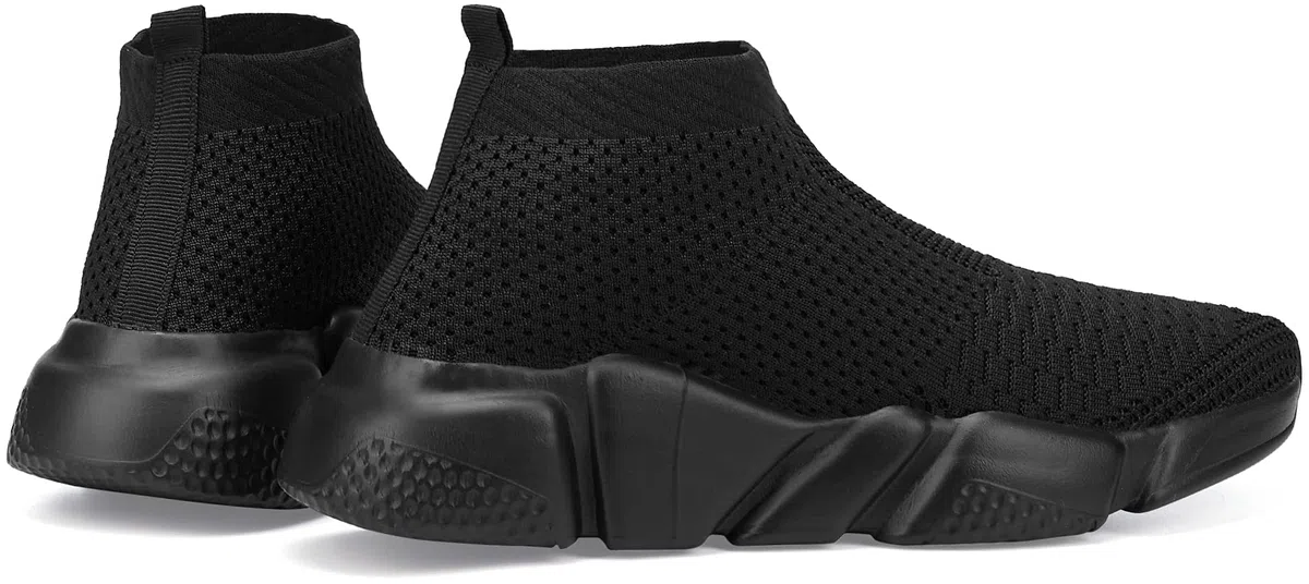 Zapatillas de Correr para Hombre Santiro, Transpirables, de Punto, Ligeras, Deportivas, Informales, Negro (Completamente Negro), 41 EU