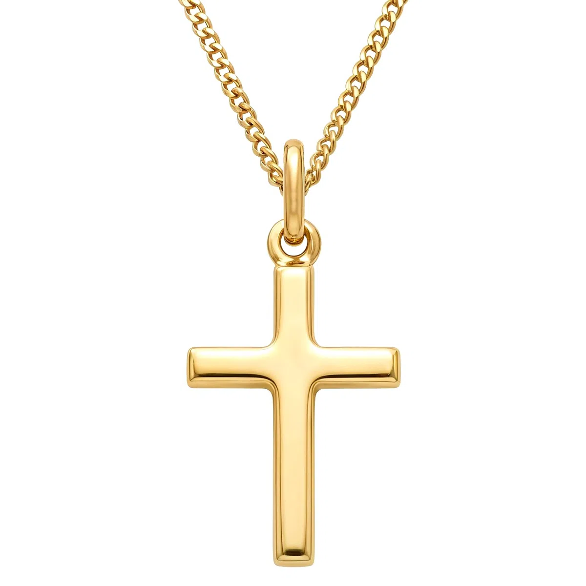 Alexander Castle Collar de cruz de oro macizo de 9 quilates pequeño y simple para mujeres y niños, colgante de cruz con cadena de oro de 9 quilates de 45 cm y caja de regalo de joyería - 22 mm x 12 mm
