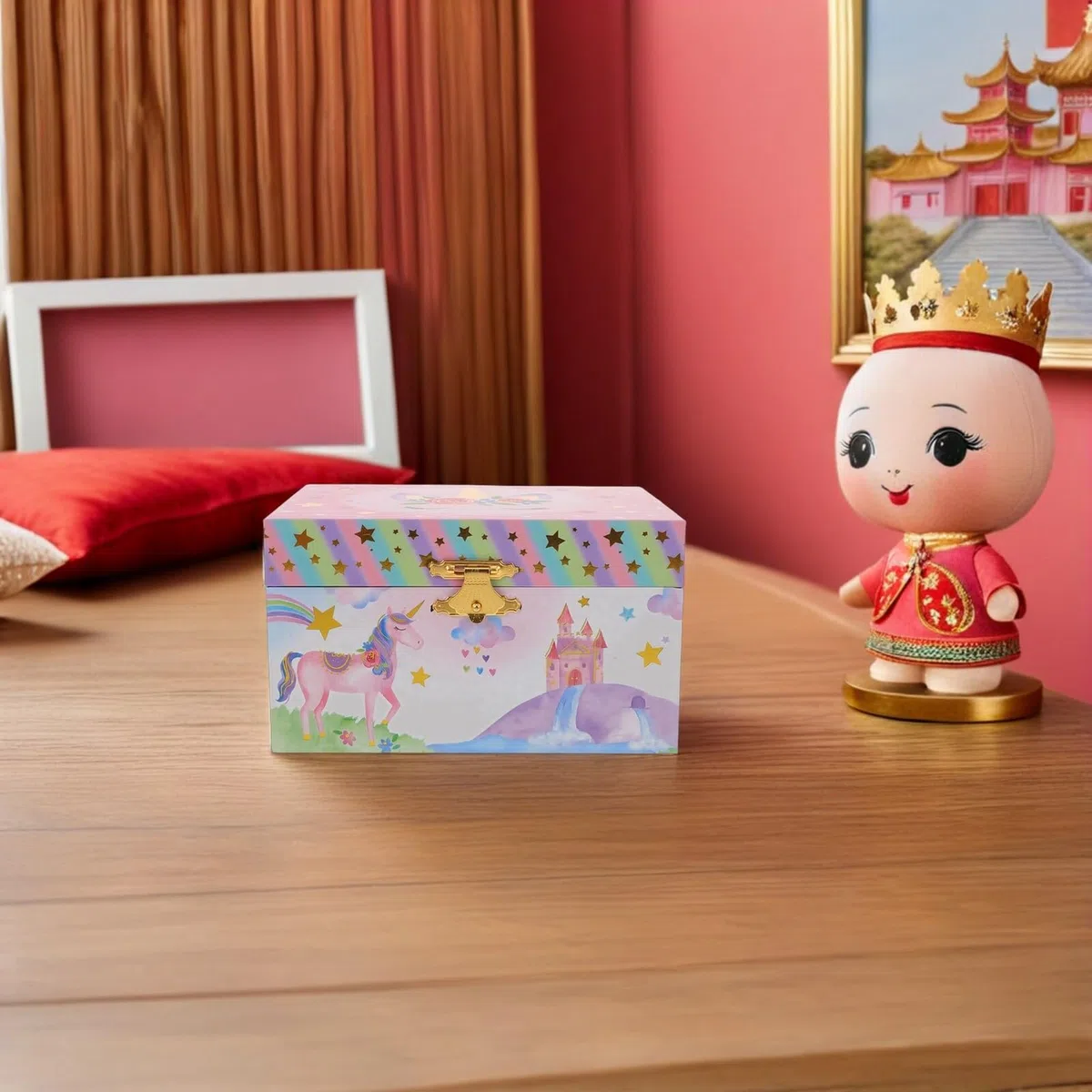 Joyero Musical De Unicornio Para Niñas Caja Musical Multifuncional Para Guardar Joyas Para Navidad y Cumpleaños