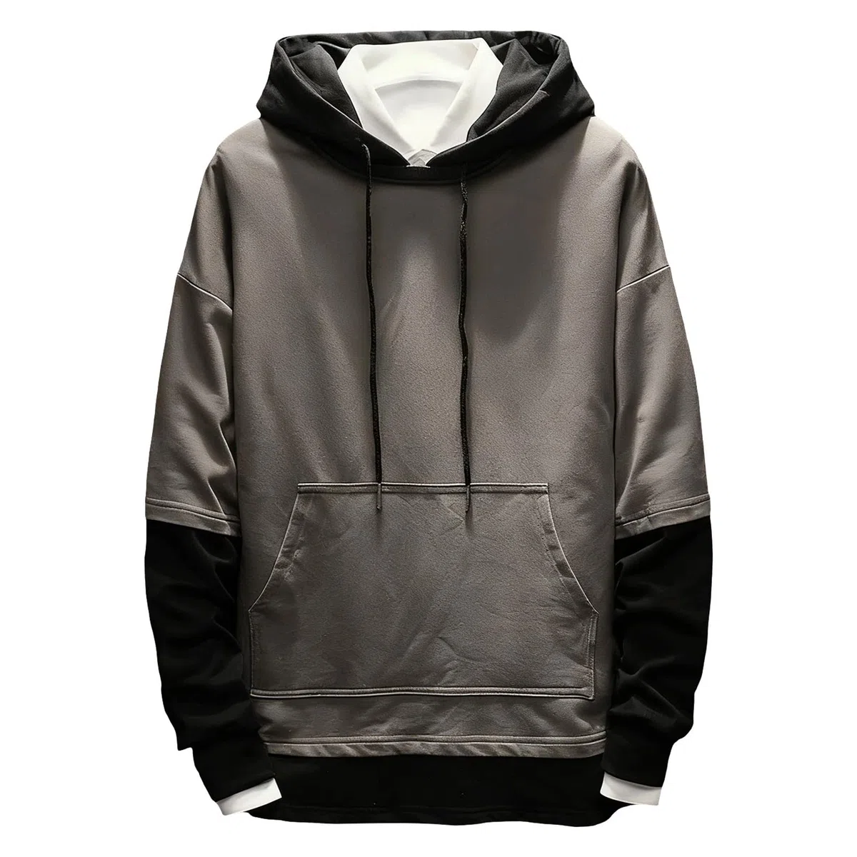 Sudaderas con Capucha Corta Sudadera Oversize Estilo Patchwork para Hombre, Nueva Otoño Juveniles (Grey, XXXXL) Kit De Pesca Completo Gimnasio Hombre Camisas Manga Larga Pijama Parejas