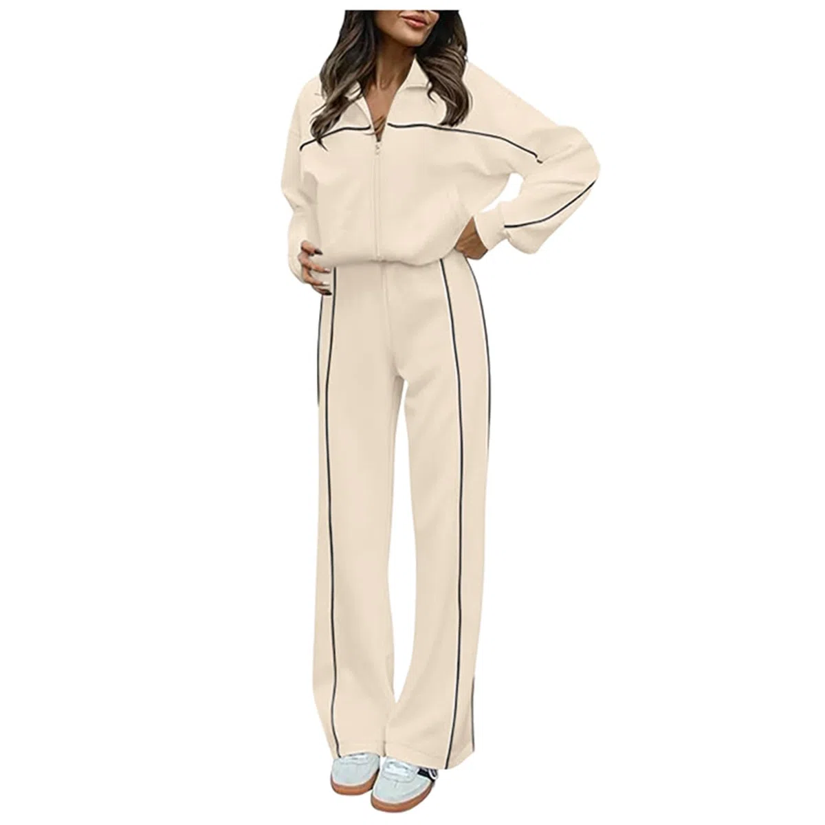 Conjunto deportivo de 2 piezas para mujer, conjunto acogedor de dos piezas para otoño, casual, activo, para salir, correr, invierno, otoño, viajes, conjunto sólido a juego, conjuntos de sudadera