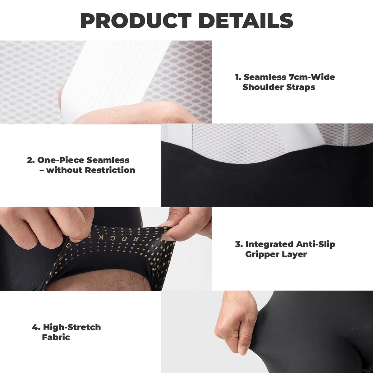 ROCKBROS Culotte Verano con Tirantes para Hombres, Pantalones Cortos con Badana Gel Acolchado Transpirable Antideslizante para Ciclismo Bicicleta de Carretera MTB