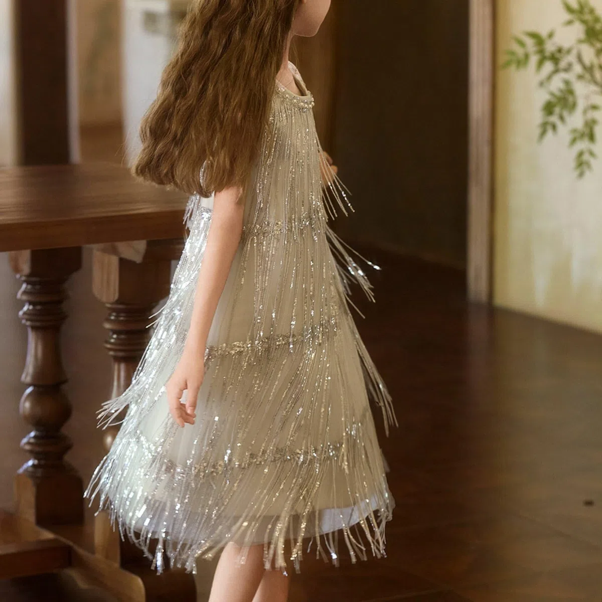 predolo Vestido Brillante con Flecos sin Mangas Vestido de Lentejuelas Ropa Infantil para Fiesta