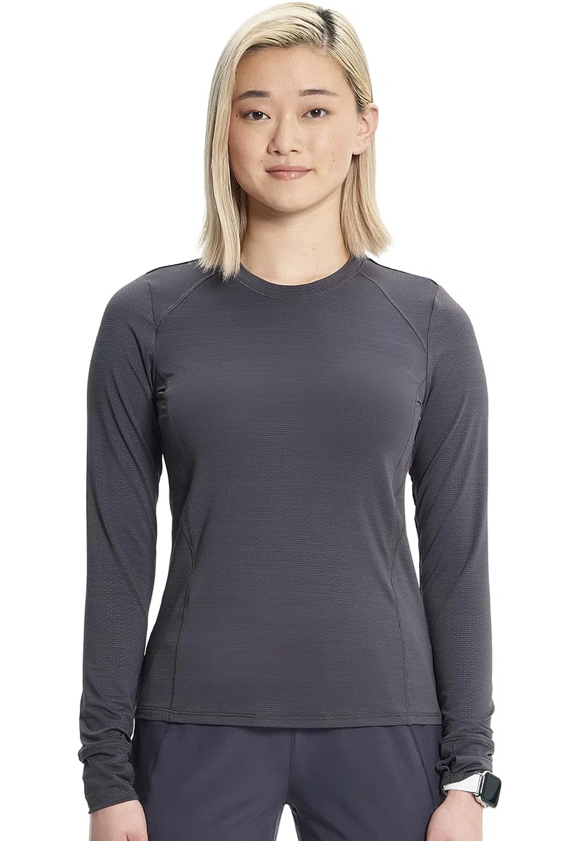 Cherokee Infinity IN640 - Camiseta de manga larga para mujer, cuello redondo, agujeros para los pulgares, absorbe la humedad, elástico de 360°