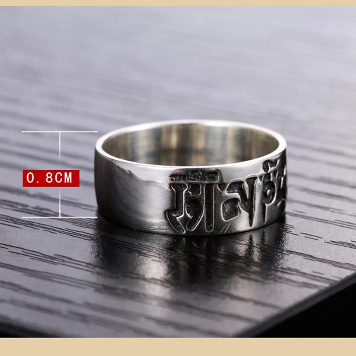 Anillo de compromiso 925, anillo de compromiso para hombre, anillo budista de plata grabado con mantra