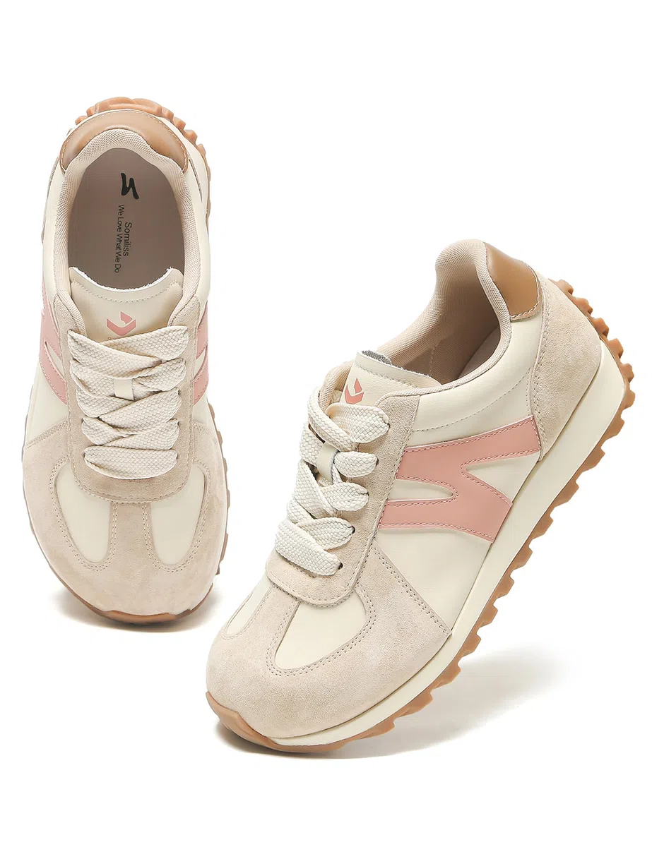 somiliss Zapatillas deportivas para mujer, cómodas zapatillas de salud con puntera ancha y suela antideslizante, plantilla extraíble con soporte para el arco del pie, zapatillas modernas para mujer