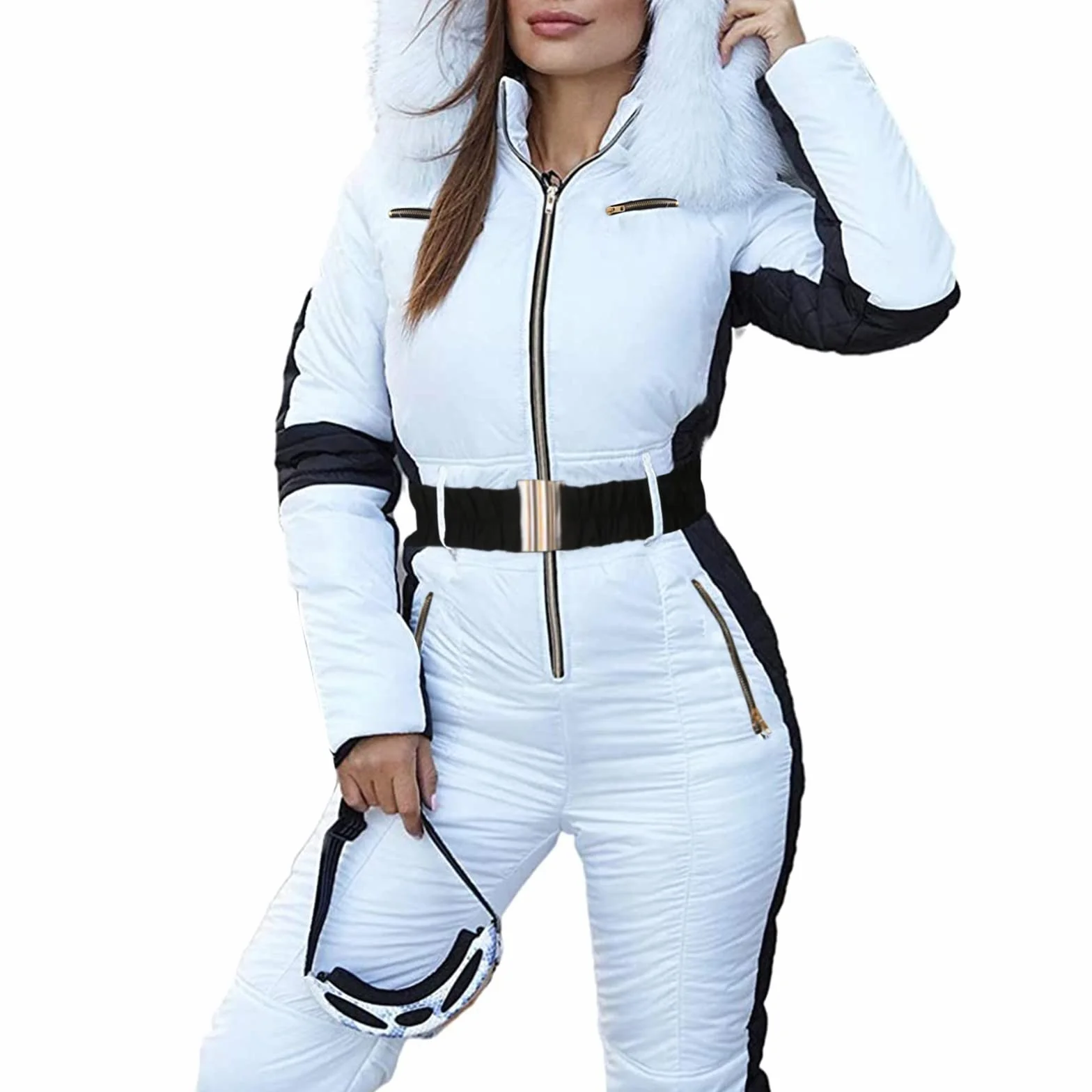 Parka de invierno para mujer, chaqueta deportiva para exteriores, con cuello desmontable, impermeable, transpirable para temporada fría