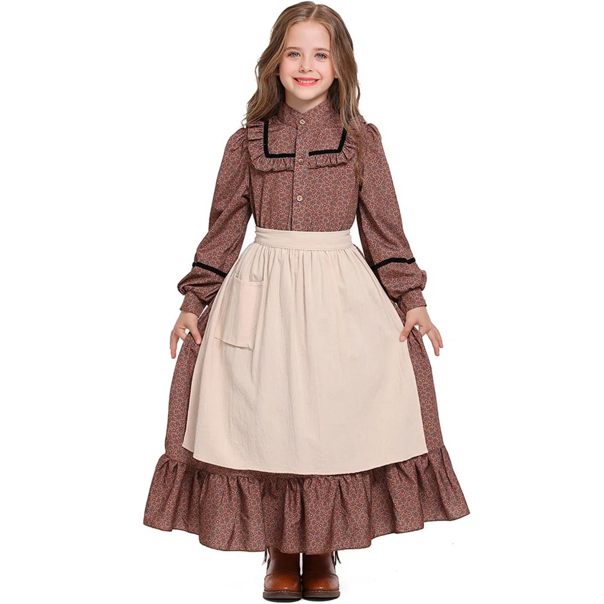 Generisch Vestido largo de niña con estampado floral para el día a día, fiestas, ocasiones informales, cómodo vestido de verano en estilo estampado, ideal para la escuela, excursiones o eventos