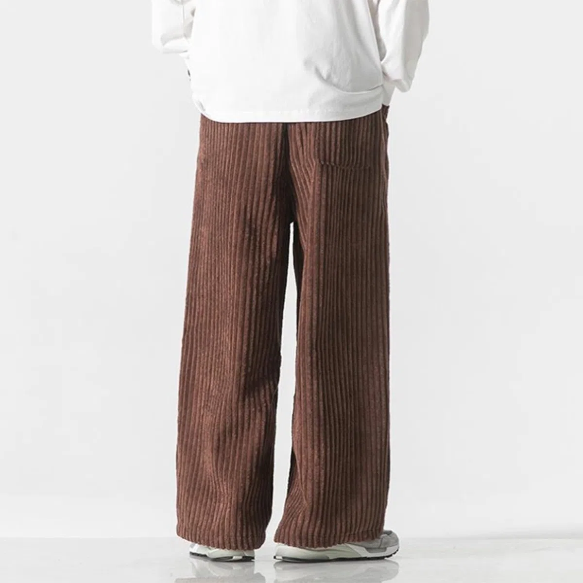 Pantalones deportivos suaves para hombre, pantalones sueltos de pana, pantalones holgados y elegantes, pantalones de pierna ancha, pantalones de correr con cordón elástico, pantalones de pierna recta