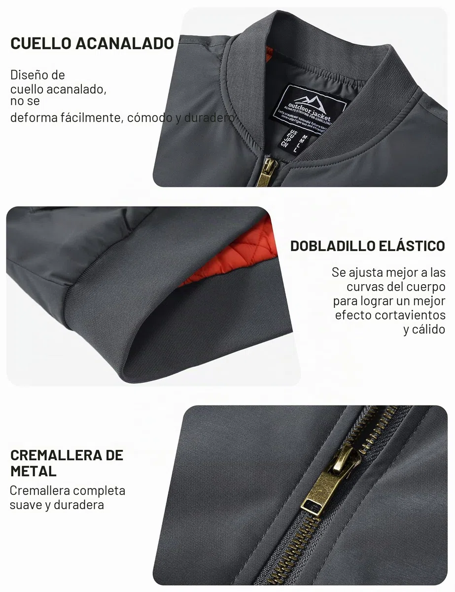 TACVASEN Chaqueta Abrigada Chaqueta de Invierno para Hombre Chaqueta Bomber de Carga Abrigo a Prueba de Viento Chaquetas Urbanas