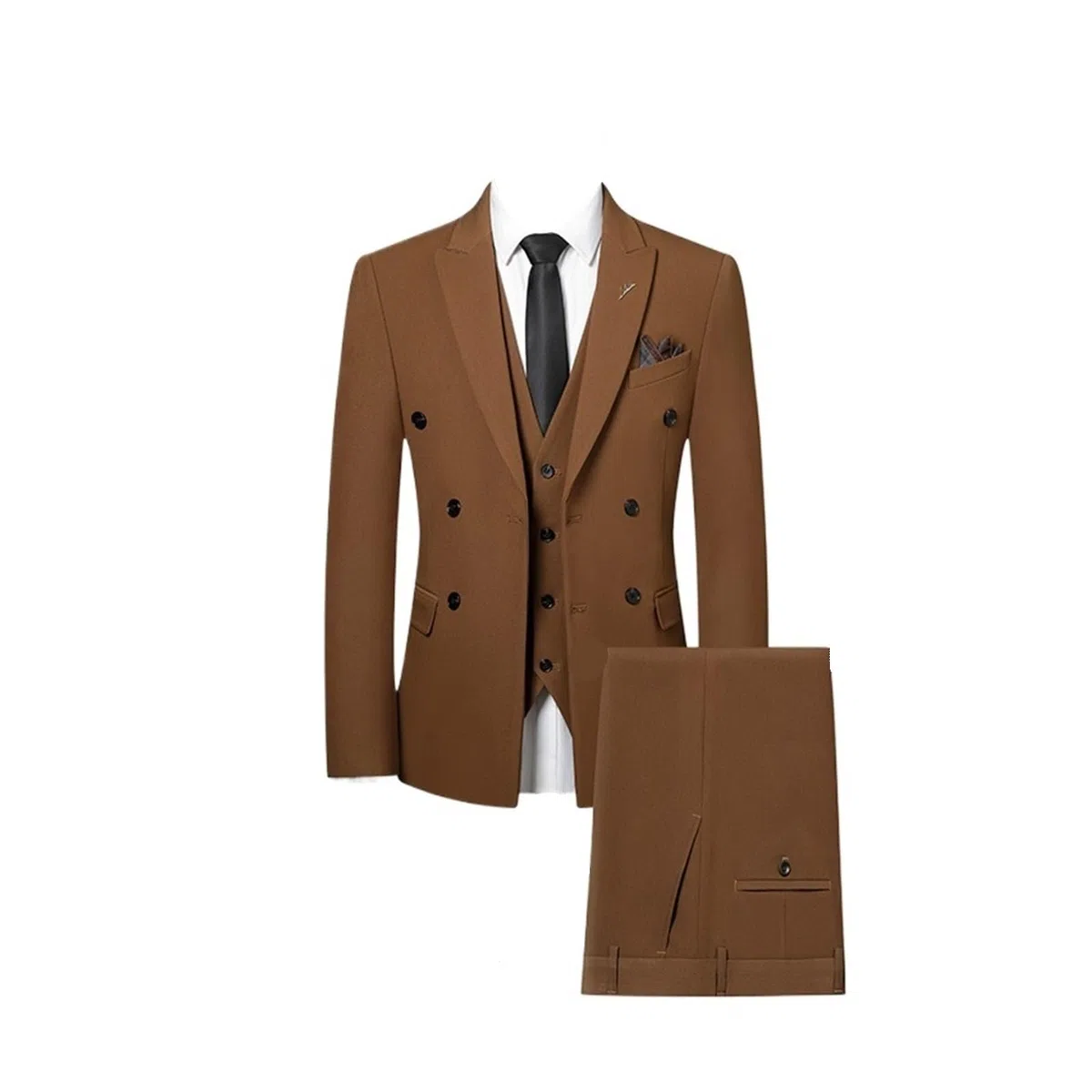 Traje de Padrino Conjunto Informal de Tres Piezas for Novio, Elegante y, Doble Botonadura (Traje + Chaleco + pantalón) para Fiestas(Coffee,Asian 4XL is EUR 2XL)