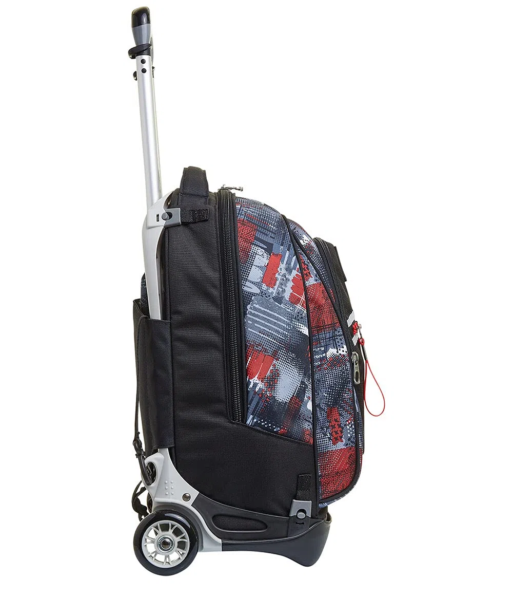 Seven Mochila con Ruedas TROLLEY NEW TECH WORLD, Negro - Mochila 3 en 1, Mochila Escolar con Carro - Bolso Escolar Niños, Niñas, Adolescentes - Bolsillo Frontal con Cremallera
