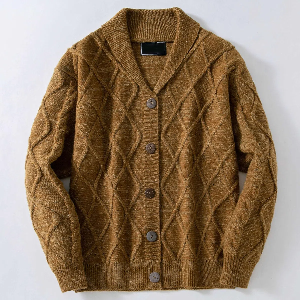 Jersey Cardigan Hombre, Chaqueta De Punto Hombre Básico Suéter De Punto De Manga Larga Invierno Cálido Slim Fit Jerséis Cárdigan con Cuello Chal Suéter Otoño Invierno