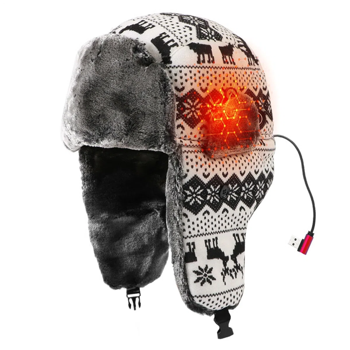 Gorro Ushanka Invernal Felpa Cálida con Niveles de Calor | Gorro Trapper con Calefacción USB para la Cabeza Para Hombres, Mujeres, Adultos, Adolescentes, Ciclismo, Caminata,
