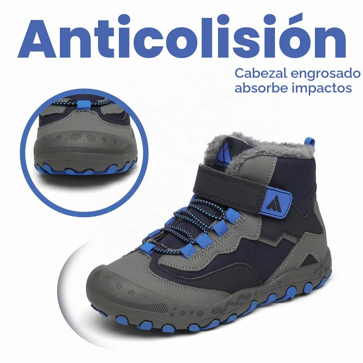 Mishansha Botas de Nieve Niño Botas Antideslizantes, Azul 31 | Forro cálido, cierre de autollenado, puntera reforzada, suela con dibujo, colegio, paseos, nieve