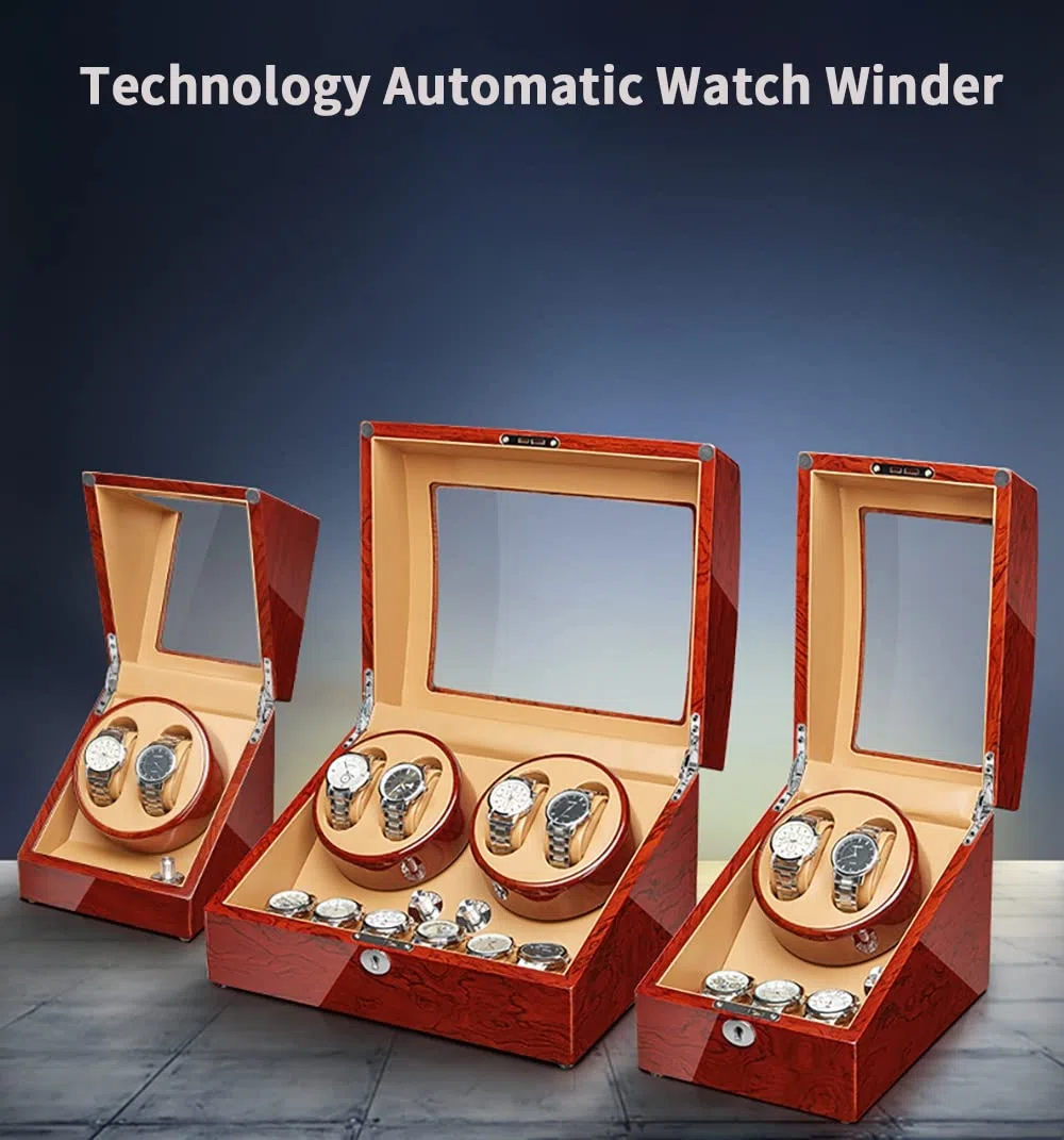 Enrollador de Relojes para 2 Relojes automáticos, 5 Modos de rotación, enrollador Doble con Motor silencioso japonés, Funciona con Pilas o Adaptador de CA, Caja para enrollador de