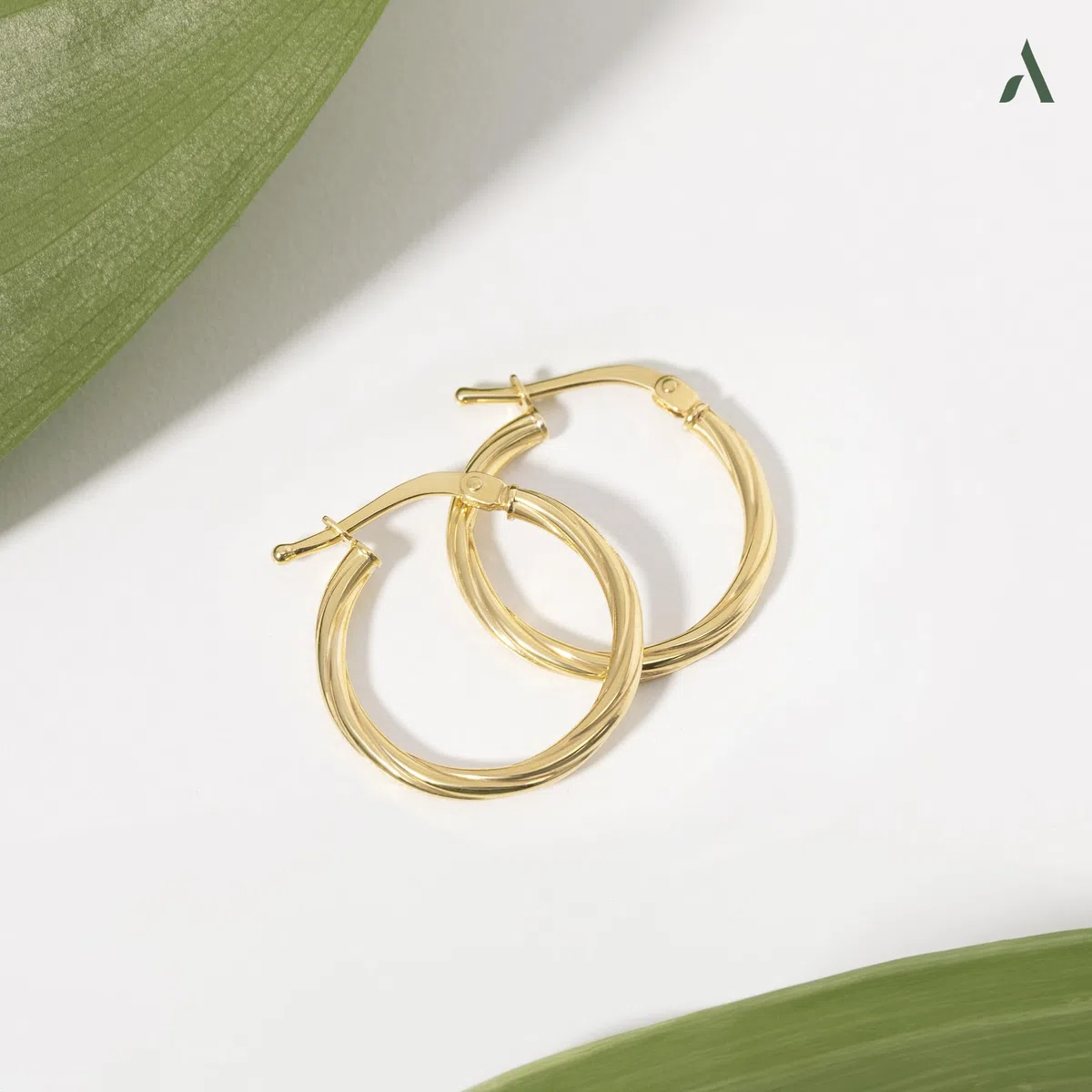 Allure Pendientes de Aro Retorcidos para Mujer en Oro de 9 Quilates