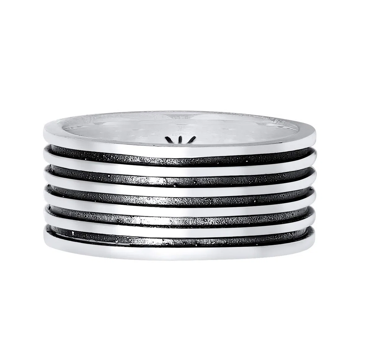 Kuzzoi Anillo para hombre oxidado macizo (10 mm) en plata de ley 925, accesorio de joyería vintage para hombre con estructura acanalada, anillo distintivo para hombres de tamaño 60 – 66, 0601762921