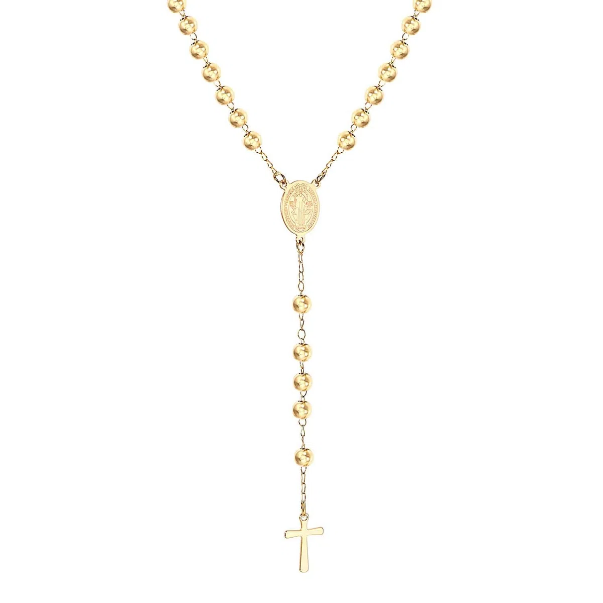 Collar de rosario religioso de plata de ley 925 para mujeres y hombres - Rosarios católicos escapularios largos Collares con colgante de cuentas para hombre