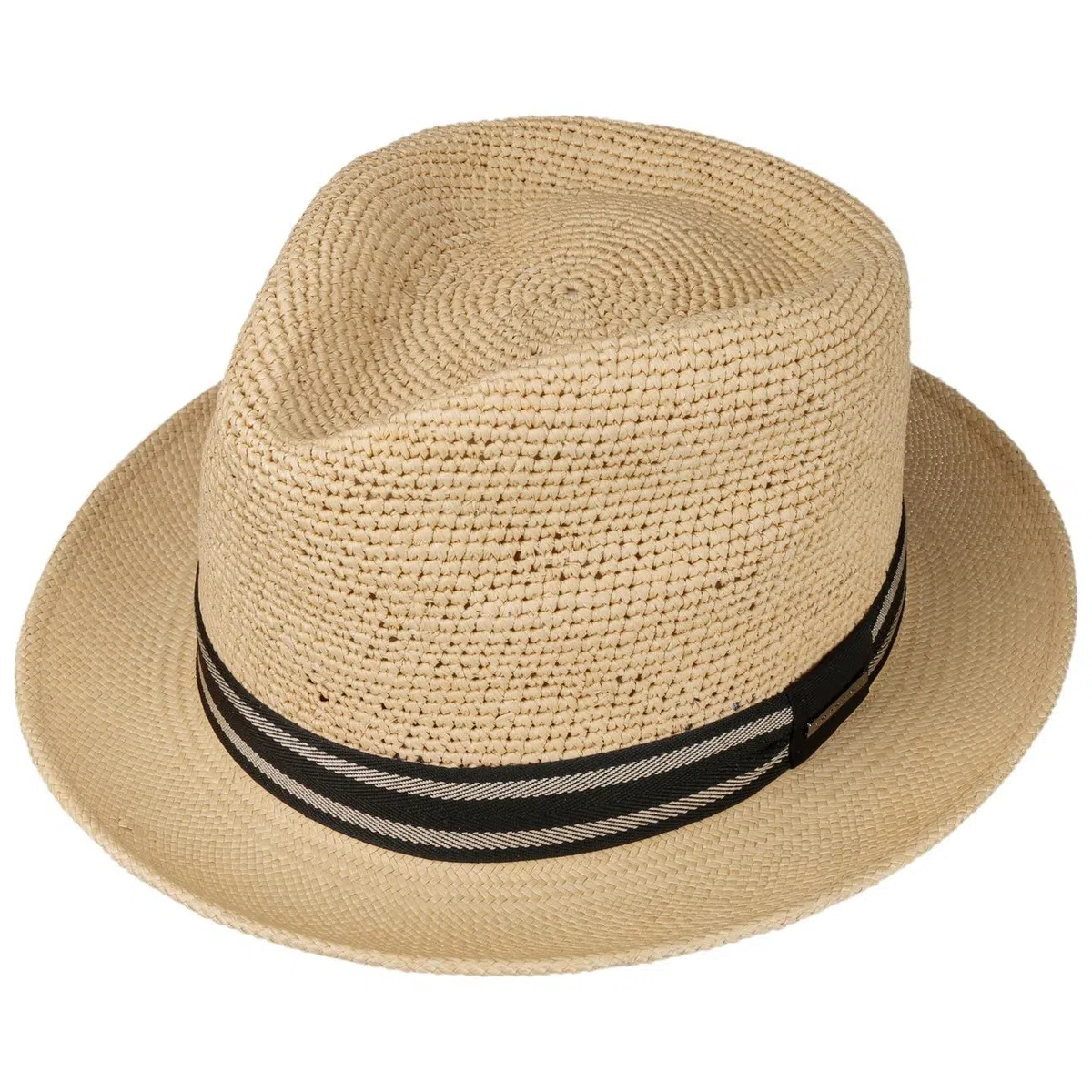 Stetson Madison Sombrero Fedora de Paja Panama Efecto Crochet con Banda de Tela Hombre Primavera Verano
