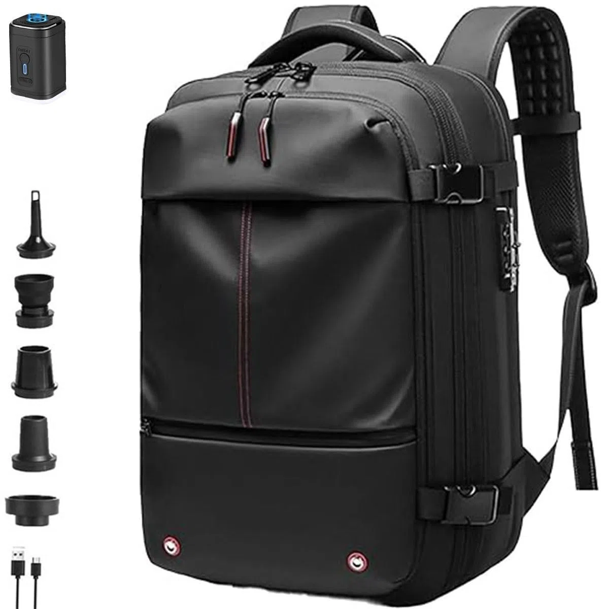 Mochila, Equipaje De Mano, Bolsa De Avión, Airbag De Vacío, Mochila De Viaje, Mochila De Mujer, Mochila De Viaje Al Vacío con Bomba, Impermeable, Maleta De Vacío For Hombre.(Noir,Air Pump)