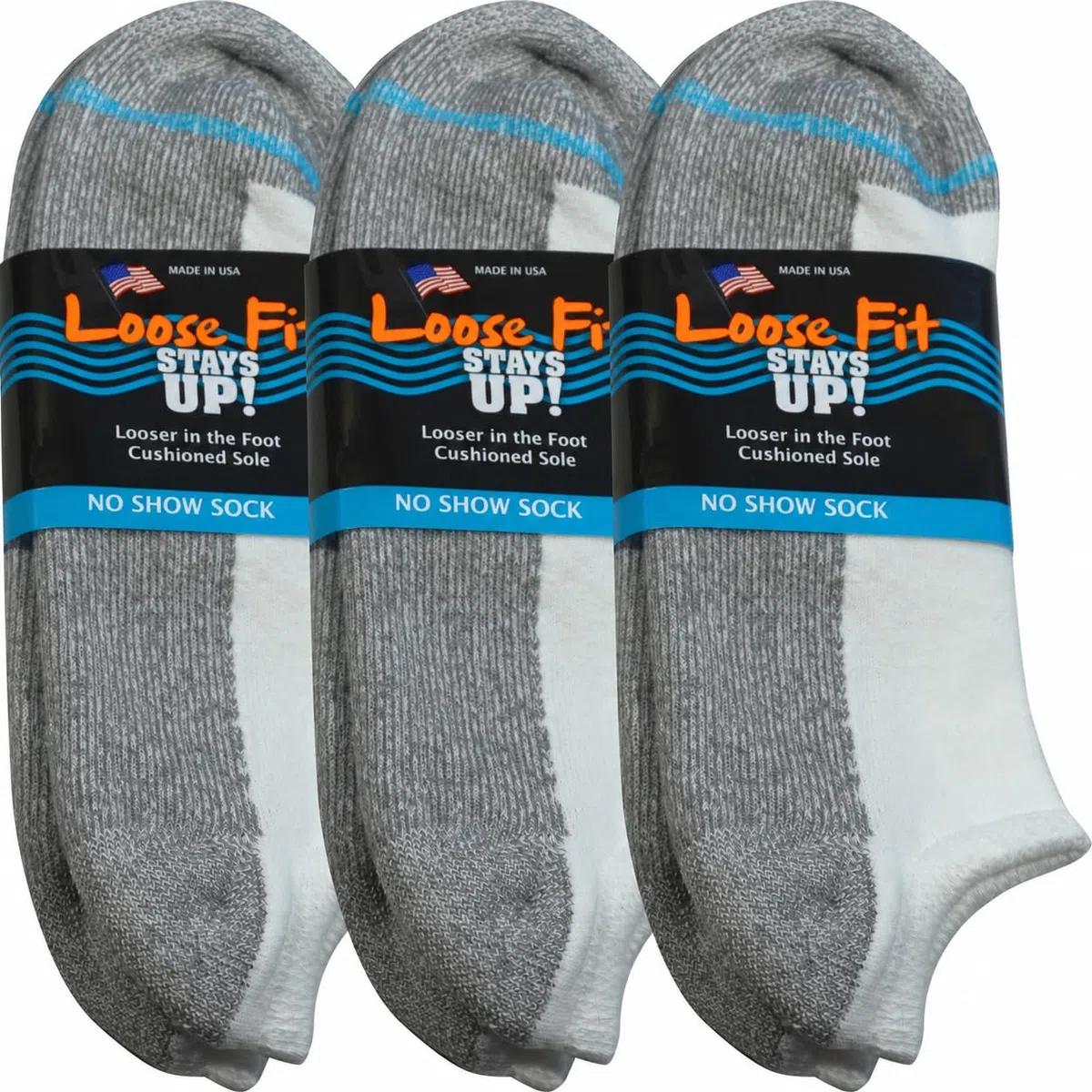 Calcetines de ajuste suelto, acolchados, 3 unidades, talla pequeña, color blanco