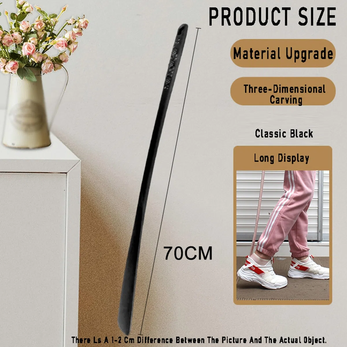 Calzador para Hombres y Mujeres, Calzador con Orificio para Colgar, Calzador de Viaje y para el hogar o Andador Calzador, 70 cm (27,5 Pulgadas) de plástico.