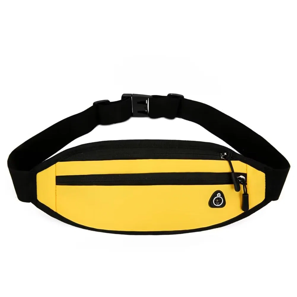 Riñonera para mujeres y hombres, ligera, de viaje, para dinero, cartera de viaje, impermeable, soporte para teléfono, Amarillo