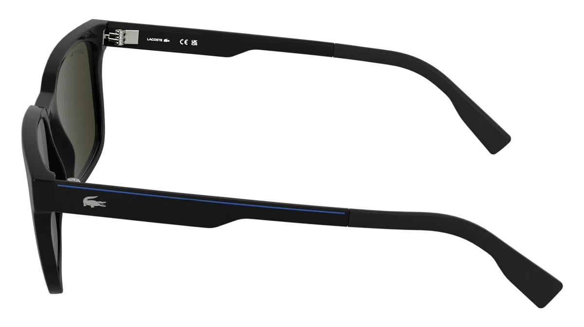 Lacoste Gafas de sol para hombre L6077S, color negro con lente de espejo azul