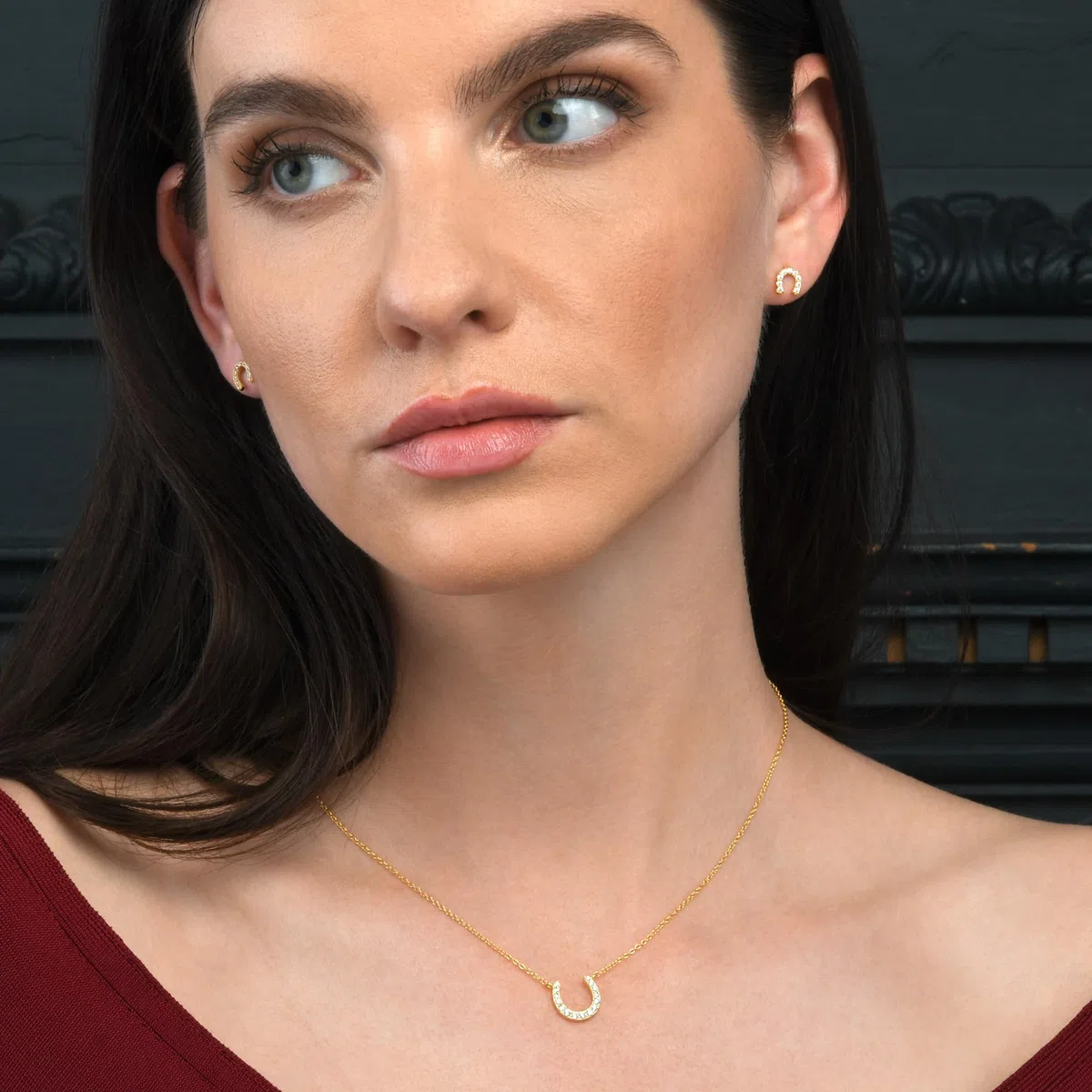 Diamond Treats Delicado Collar de Herradura en Plata de Ley 925, Lindo Collar Colgante de Herradura en Plata, Oro u Oro Rosa, Collares con Amuleto de la Suerte para Mujer
