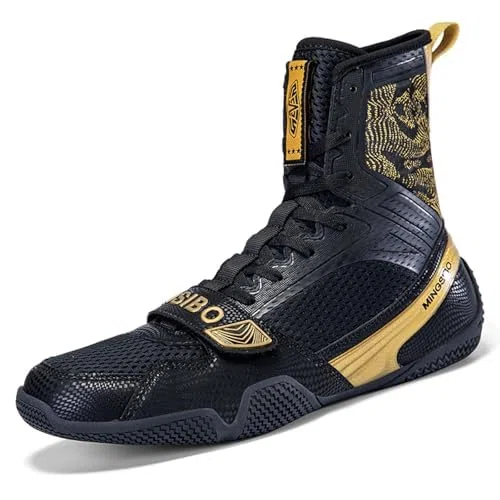 Zapatillas de Boxeo para Hombres y Mujeres, Transpirables, Lucha, Fitness, cómodas, Antideslizantes, para Culturismo y competiciones,Oro,39 EU