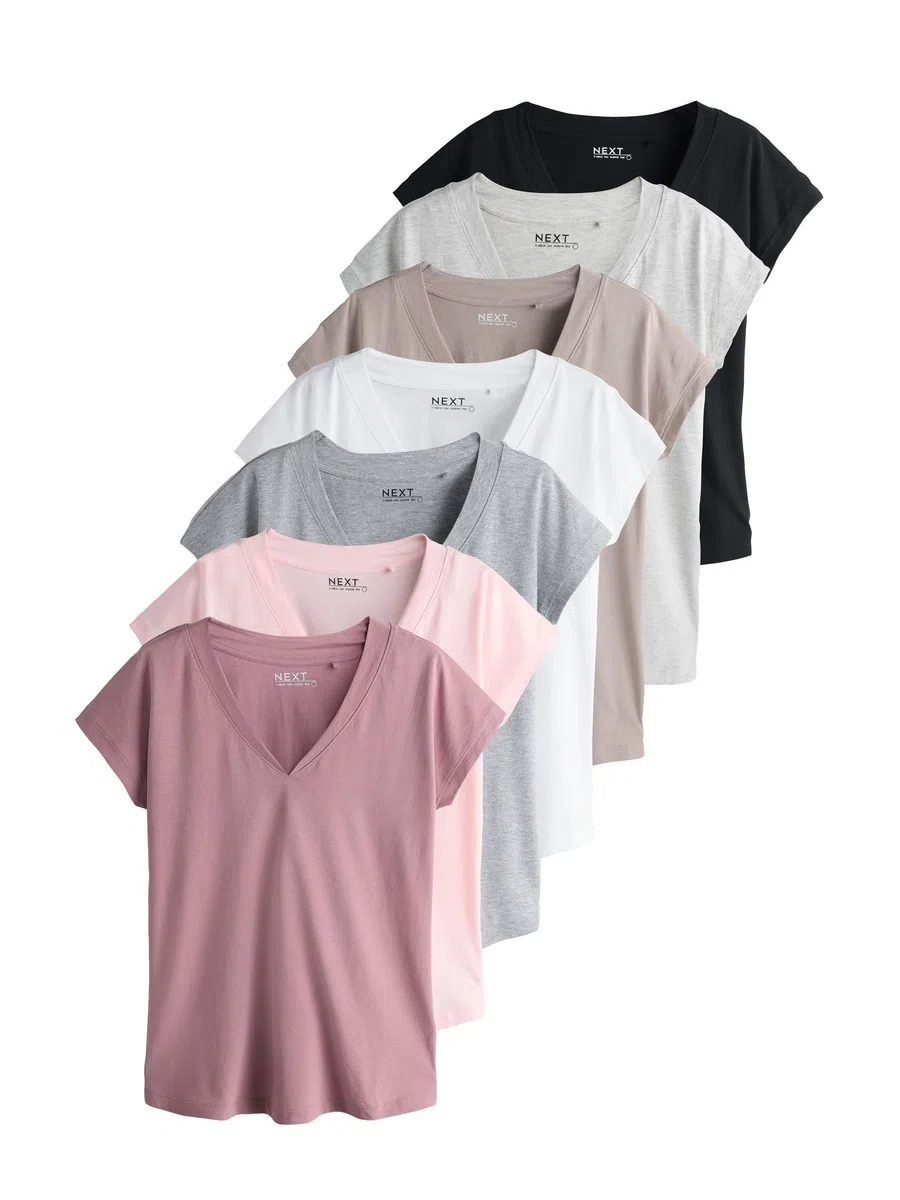 NEXT Mujeres Pack de 7 Camisetas de Manga Japonesa