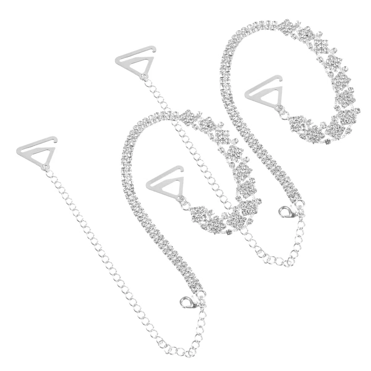 minkissy Tirantes De Sujetador Invisibles Para Boda Ajustables Y Extraíbles Con Cristales Con Clips Para Los Tirantes Para Vestido Accesorio Para El Hombro Acrílico Y Plateado