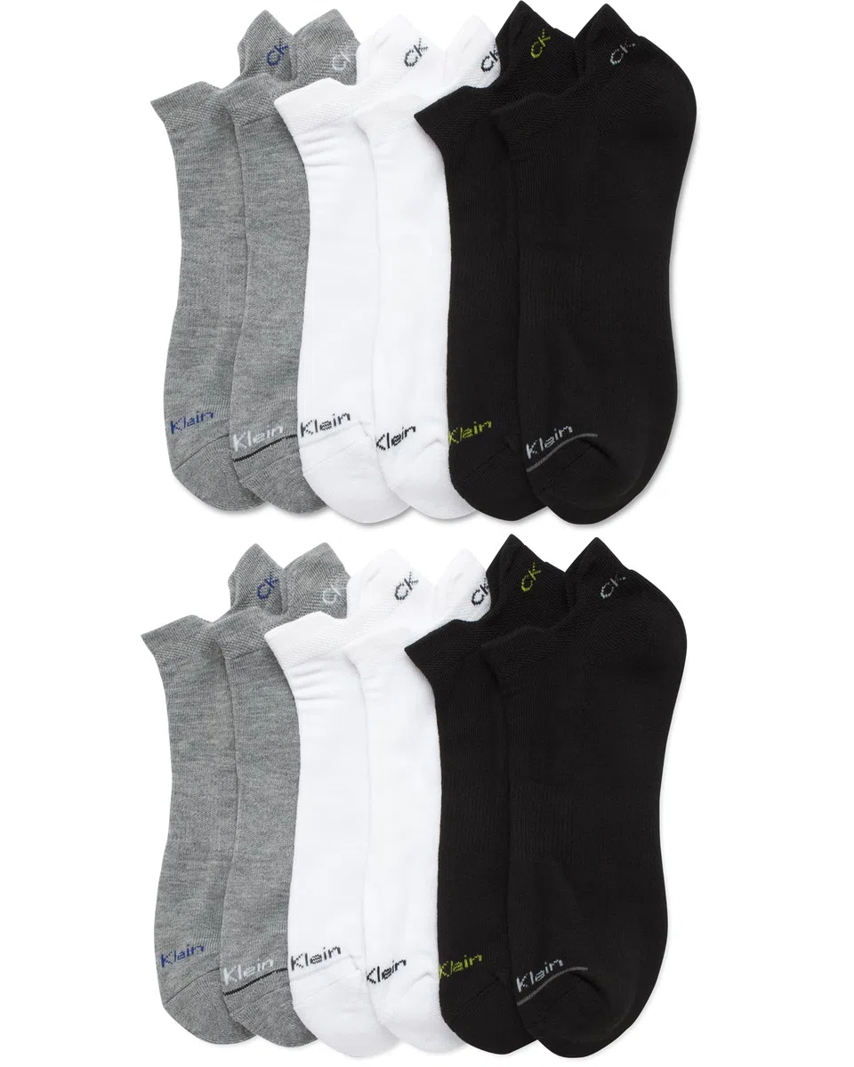 Calvin Klein Calcetines de forro para hombre, paquete de 12 unidades, ligeros, antideslizantes, no se ven para hombre, calcetines deportivos