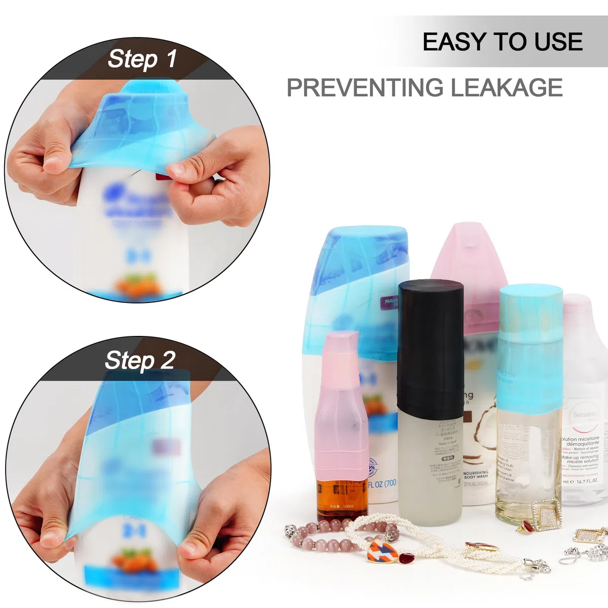 COOSKY Neceser colgante de viaje para mujer, con capacidad para champú de tamaño completo, con compartimento organizador de joyas, bolsa de maquillaje extragrande, bolsa de cosméticos impermeable,