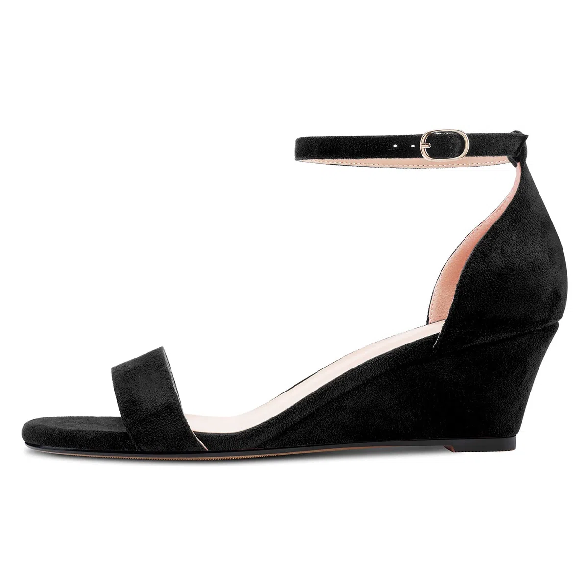 HDEUOLM Mujer Medio Heel cuña Esparto Correa Tobillo Sandalias Abierta Punta Clear Dress 5 CM Heels Zapatos